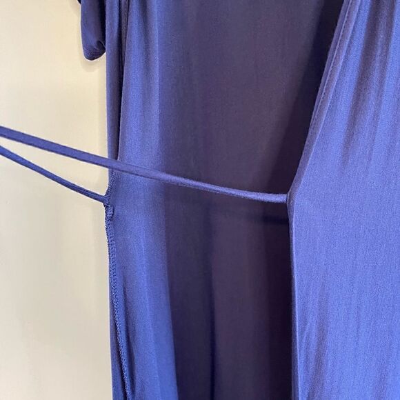 In Bloom Blue/Cream Embroidery-Inspired Screenprint Short Sleeve Robe | SZ XL - Picture 10 of 12